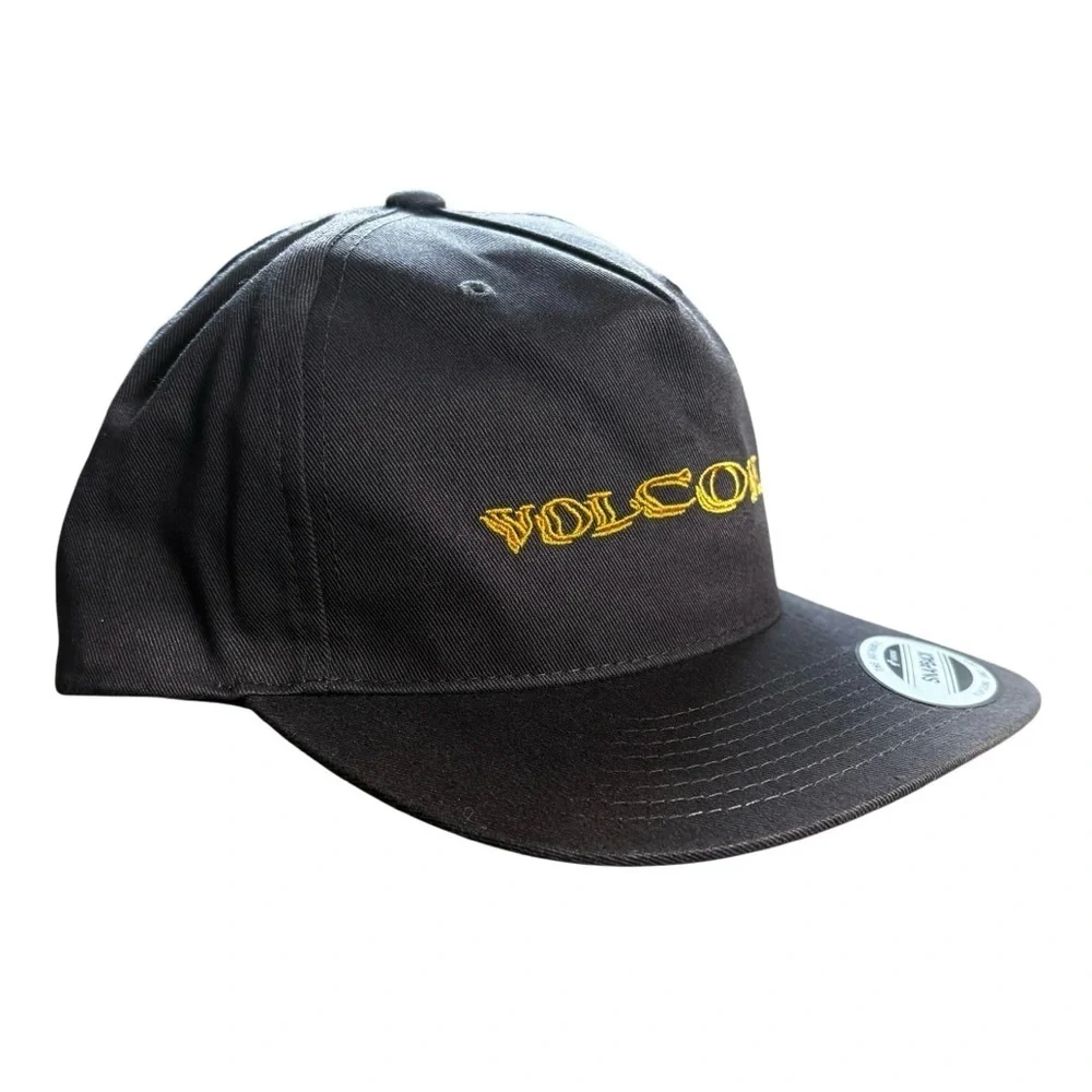 NWT Volcom Volbaige Twill Trucker Cap O/S Dark Gray & Yellow Snap Back Men's Hat